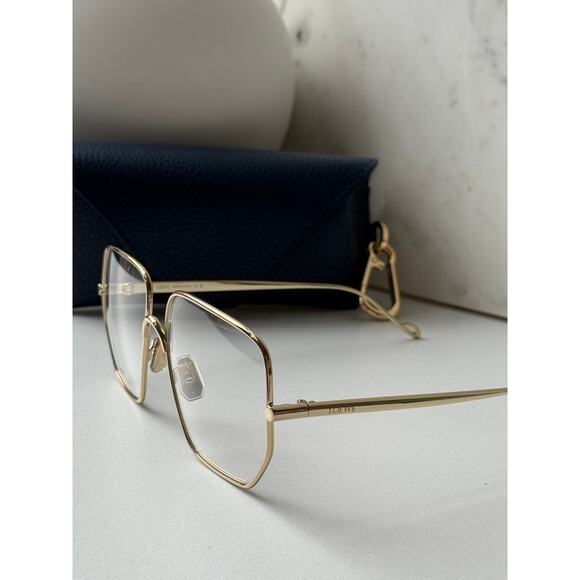NEW Loewe LW50079U Oversized Metal Eyeglasses Frames Gold